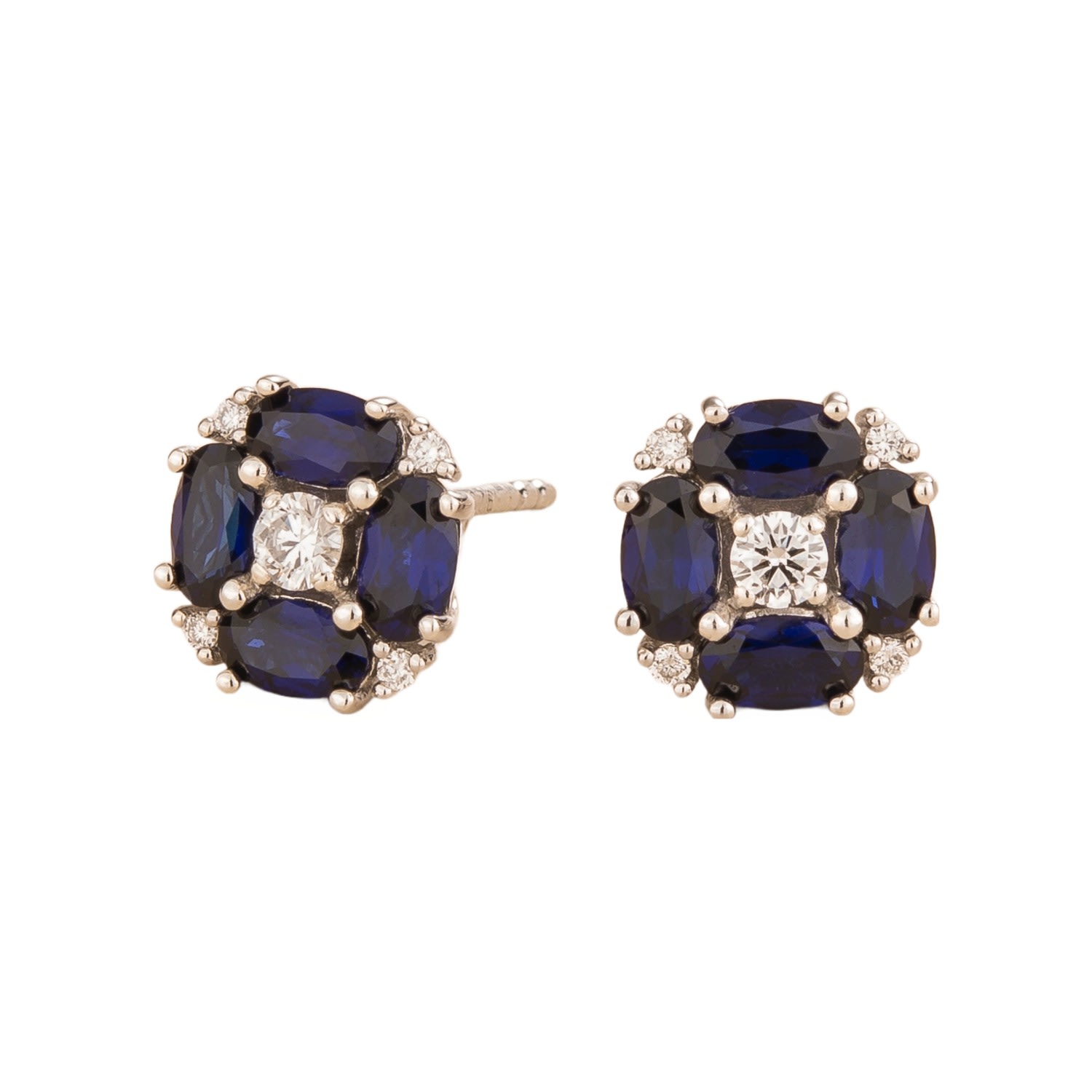 Juvetti Women's Blue / White Pristi White Gold Earrings With Blue Sapphire And Diamond In Black