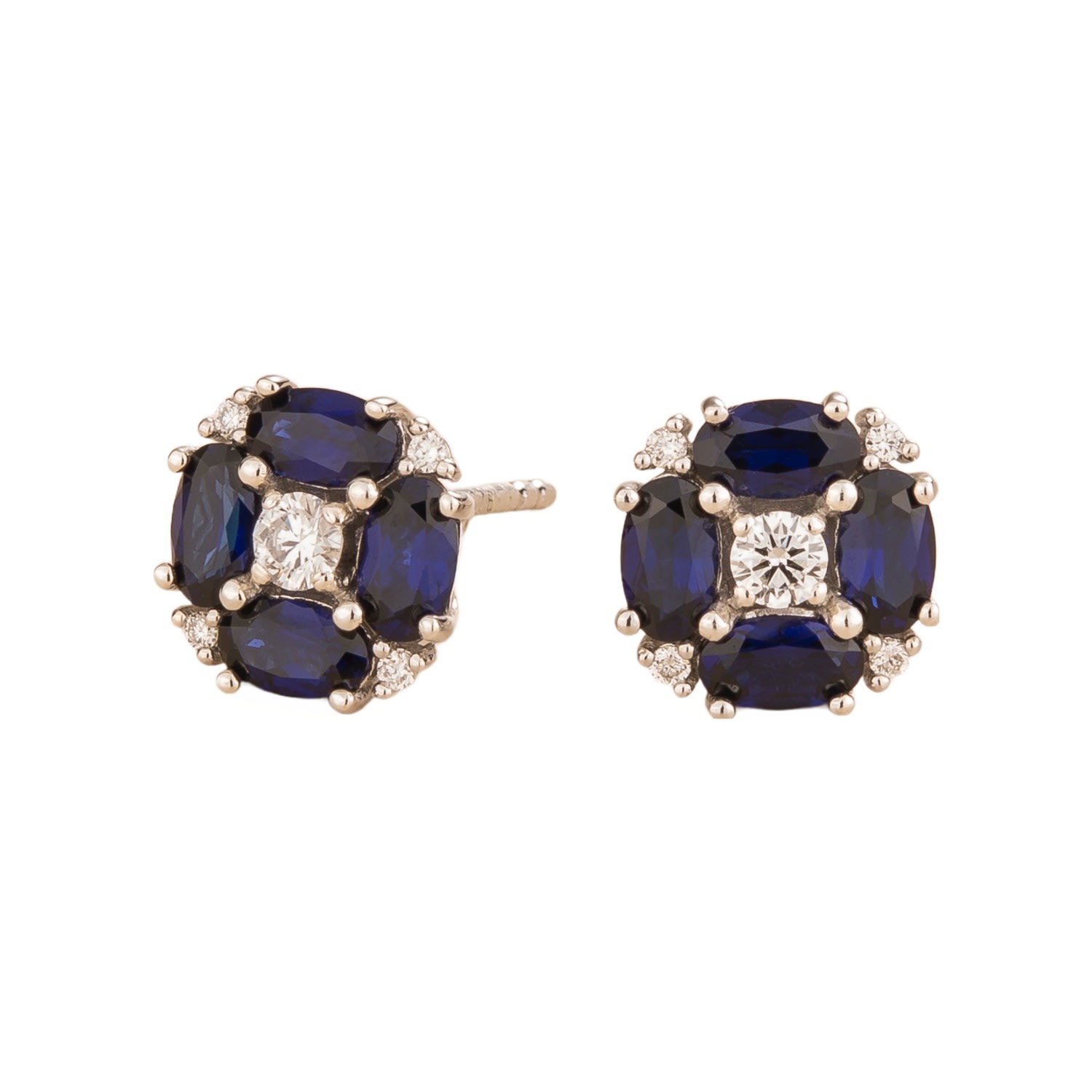 Women’s White / Blue Pristi White Gold Earrings With Blue Sapphire And Diamond Juvetti