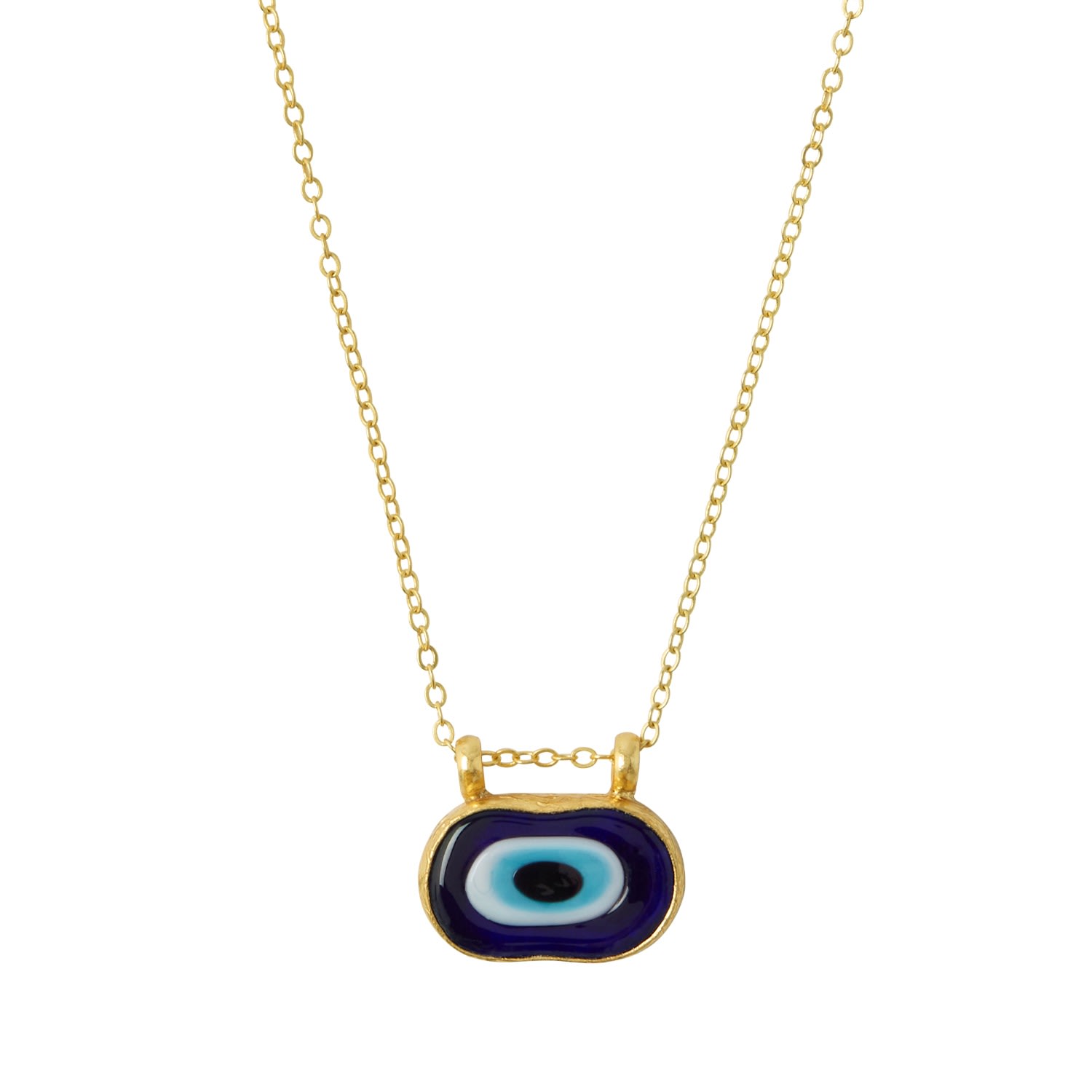 Women’s Gold / Blue Amelia Evil Eye Pendant Necklace Ottoman Hands