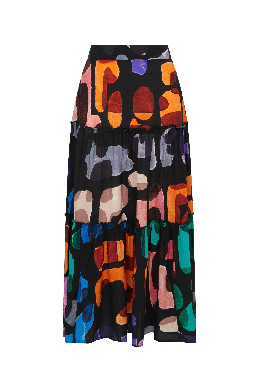 Fresha London Women's Black Harper Skirt Abstract In Multi