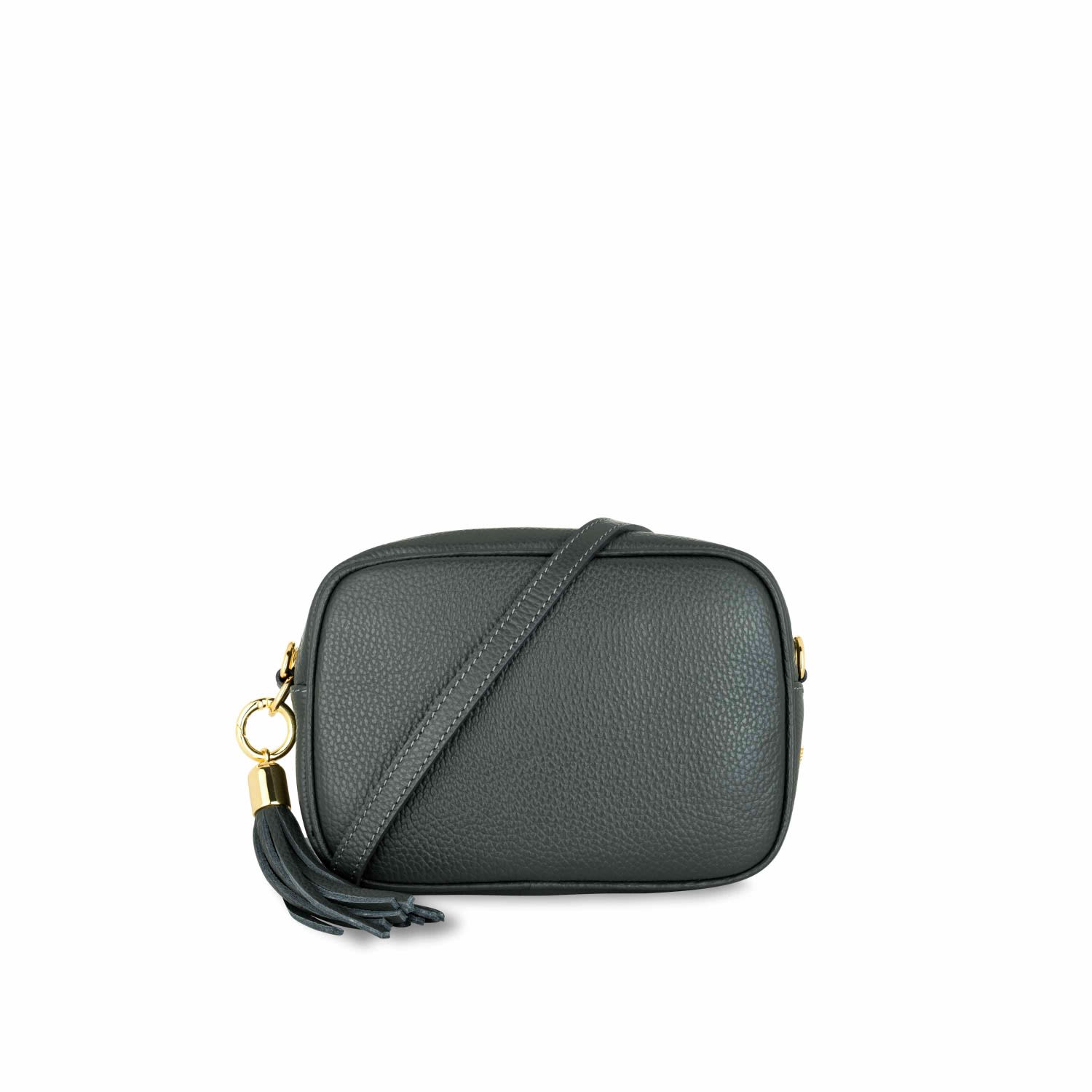 Apatchy London Women's The Tassel Dark Grey Leather Crossbody Bag In Black