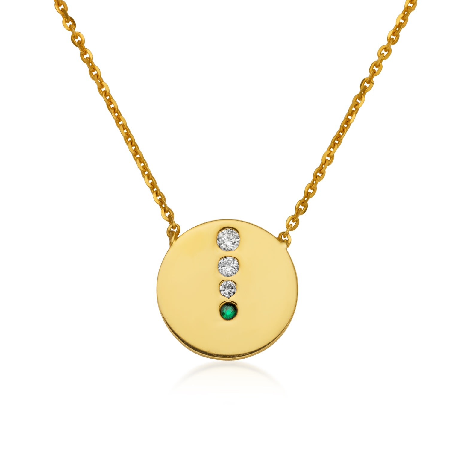 Women’s Gold / Green Emerald Disc Necklace In 14K Gold Preeti Sandhu