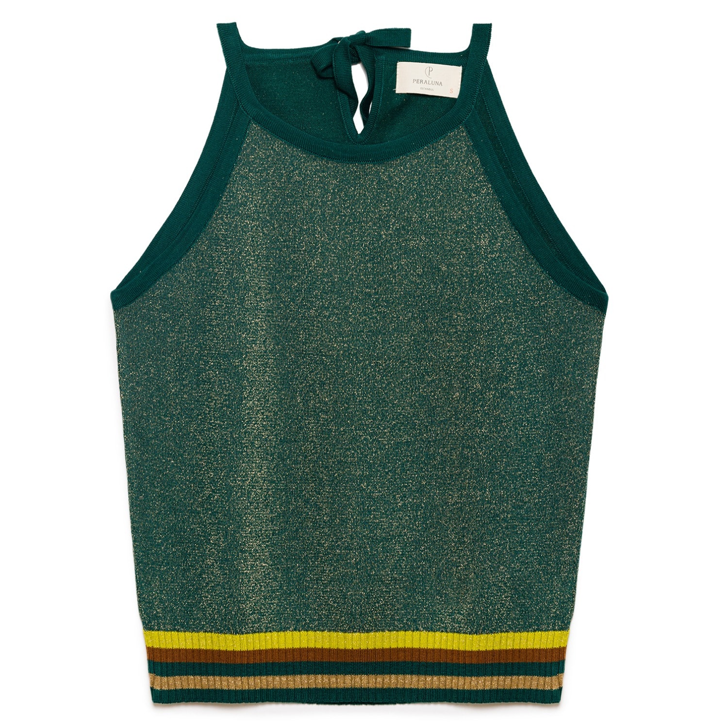 Peraluna Women's Green Delight Halter Glittery Knit Top In Green
