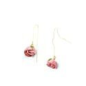 I'mmany London Real Flower Bella Rosa Pink Rosebud 18k Gold Vermeil Threader Earrings