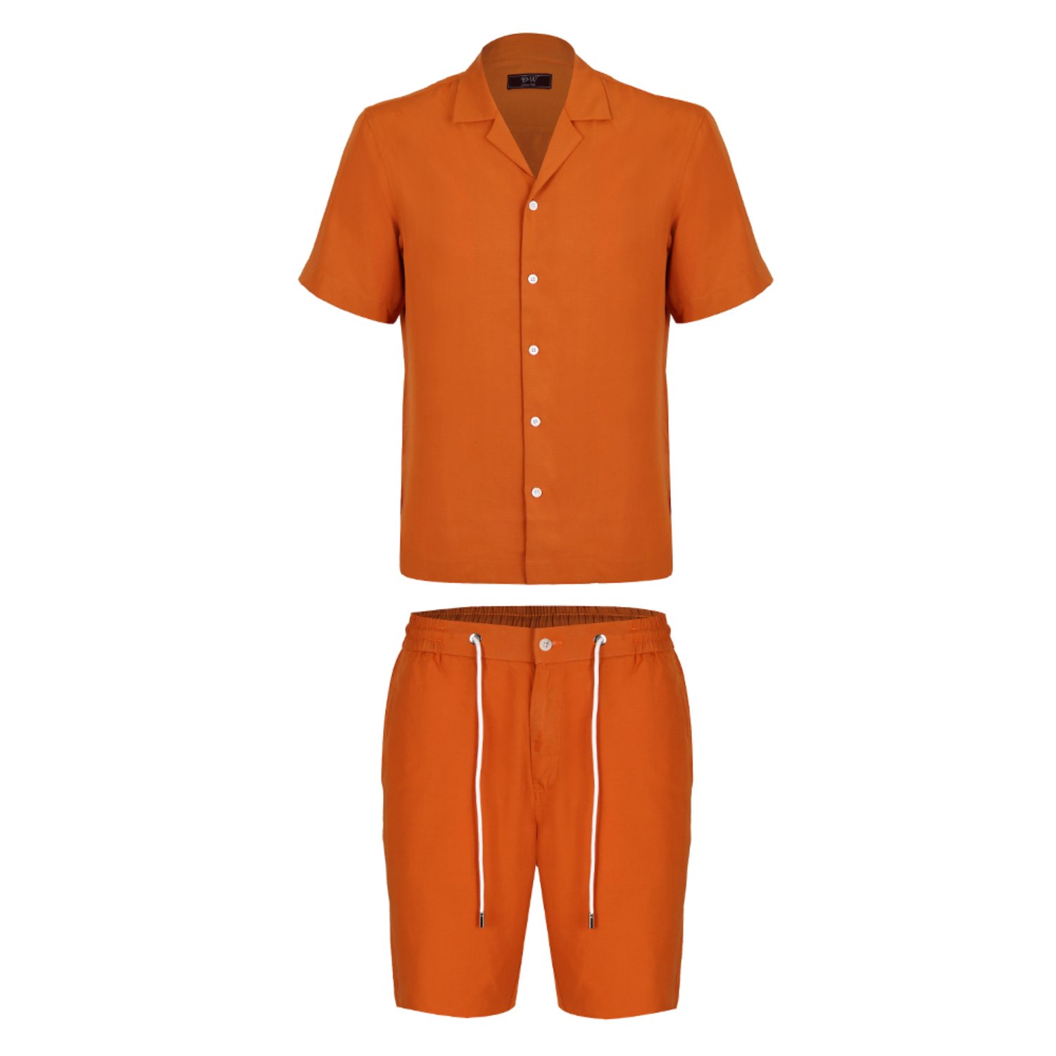 David Wej Men's Yellow / Orange Kingston Shirt & Short - Orange In Yellow/orange