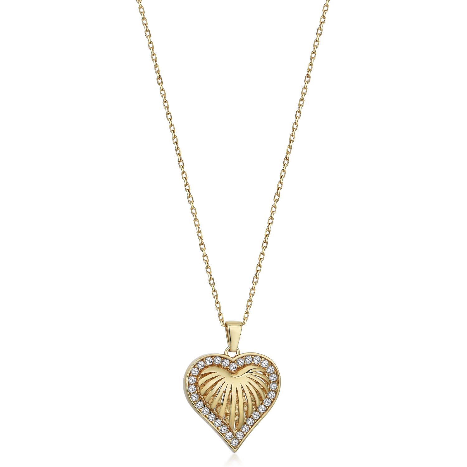 Women’s Curved Heart Necklace In 14K Gold Odda75