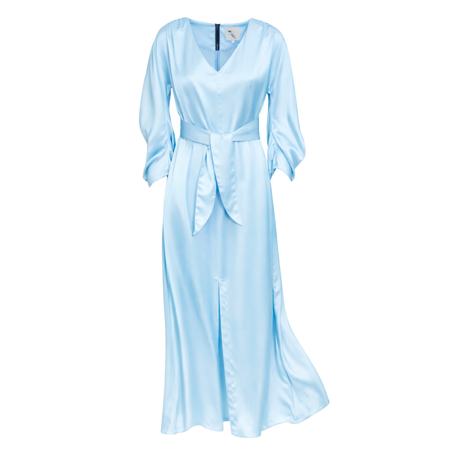 Julia Allert Women's Satin Ankle-length Dress With Belt - Light Blue