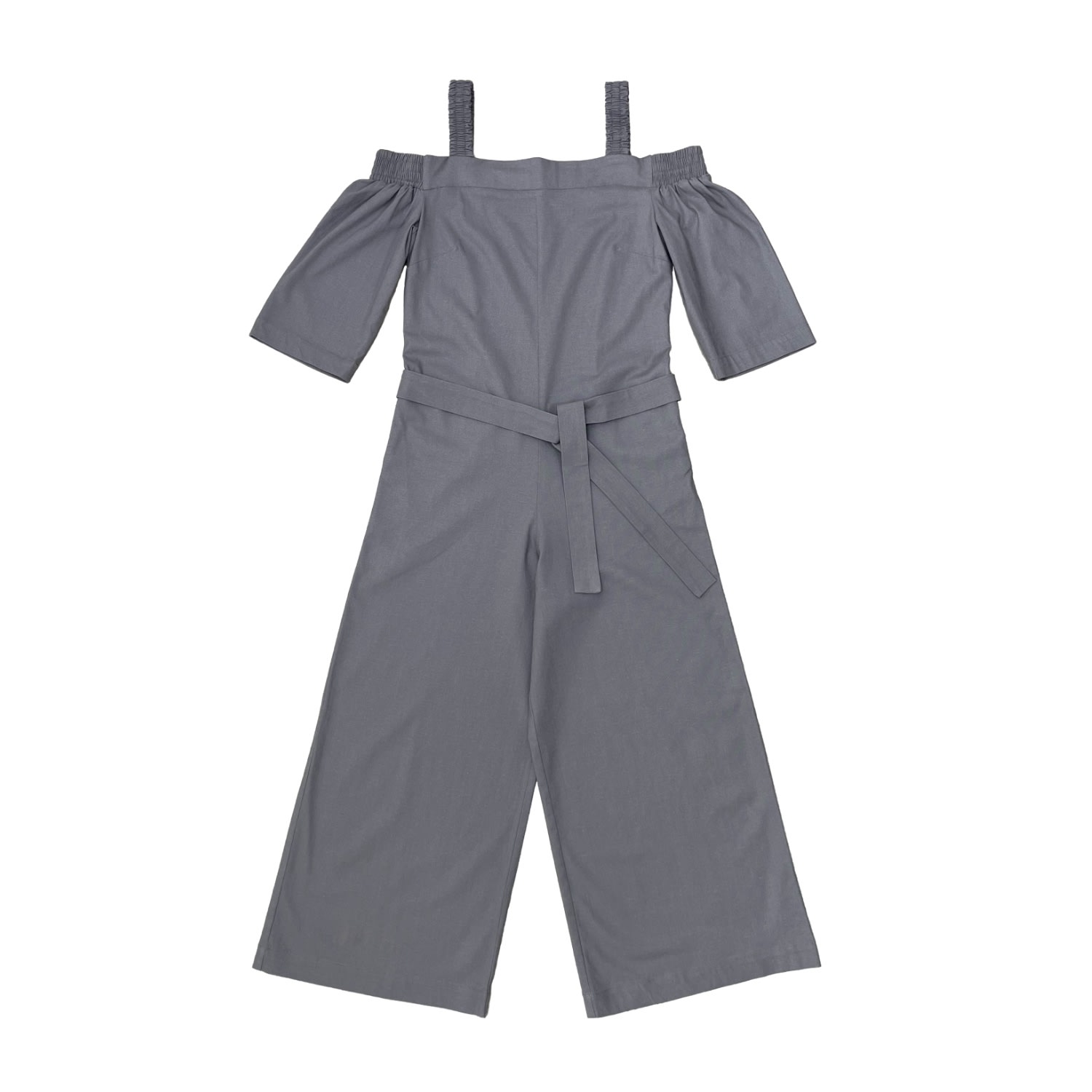 Women’s Urban Safari Stretch Linen Wide Leg Jumpsuit - Dove Grey Large Sisu Sisu