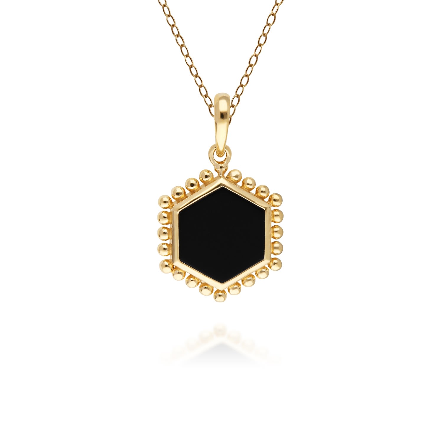 Women’s Black Onyx Slice Pendant In Gold Plated Silver Gemondo