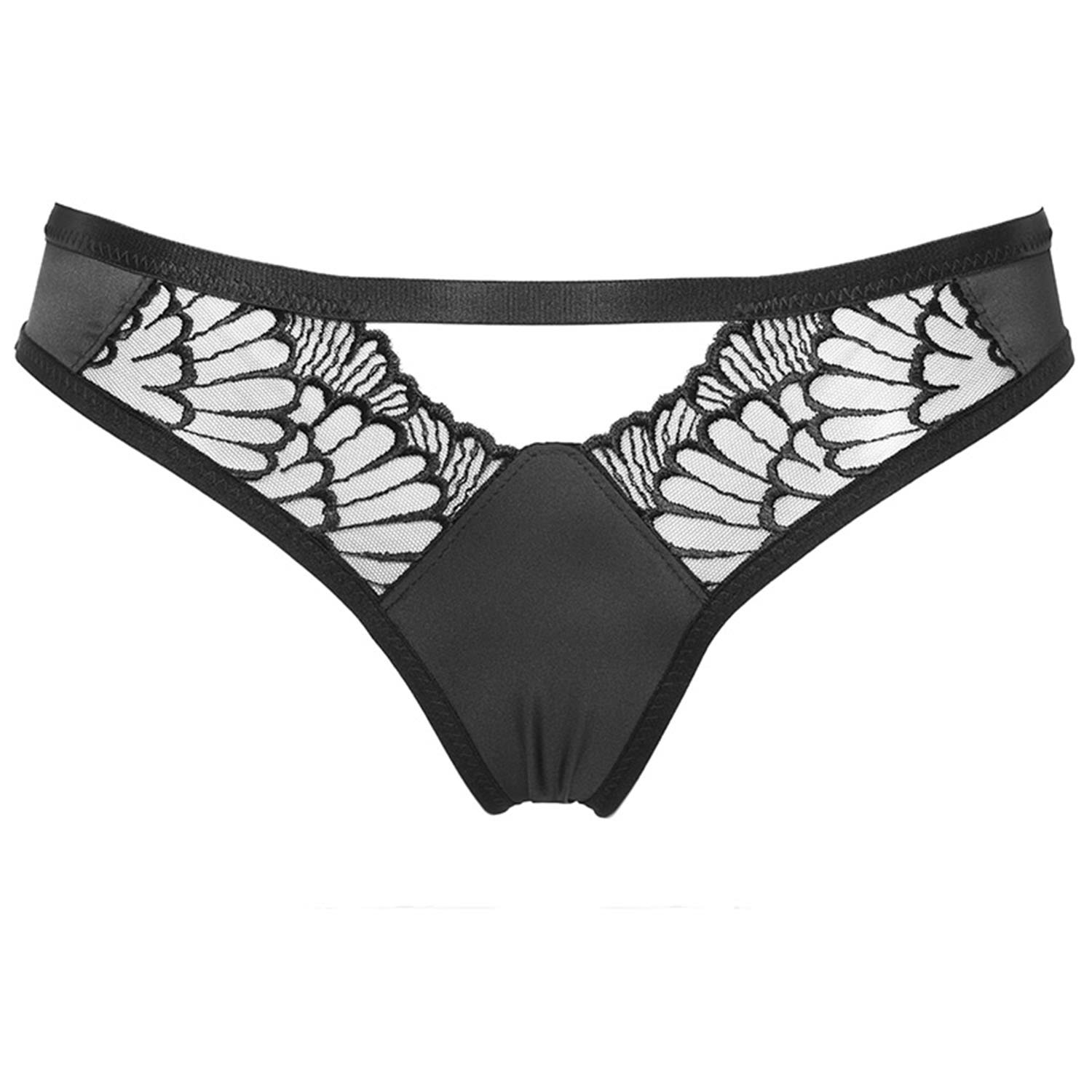 Reckless Wolf Women's Black Savage Brief - Beautiful Lace & Satin Panelled Hipster Brief In Black