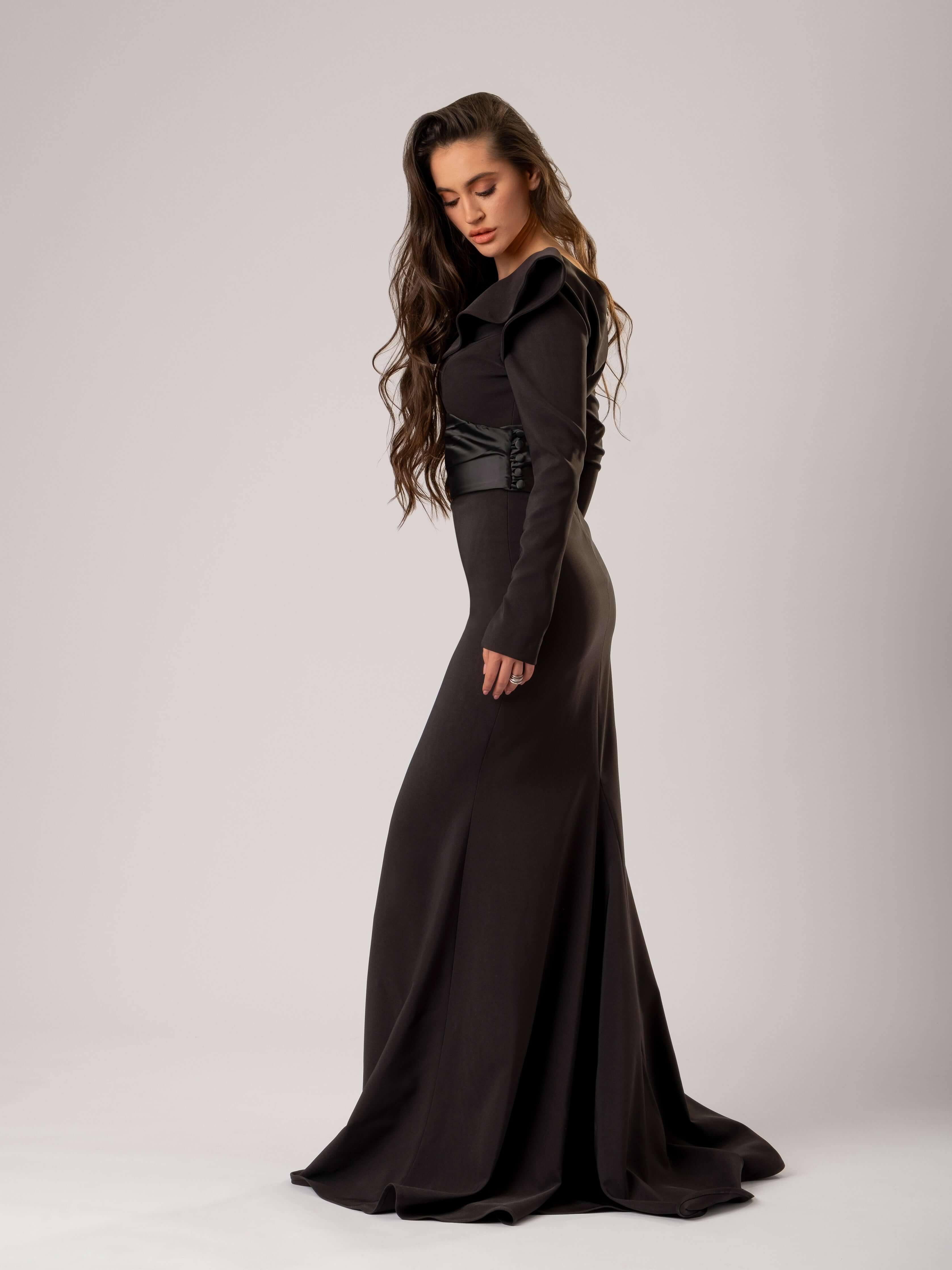 Women's Magical Night Evening Dress with Satin Belt Magical Night Evening Dress With Satin Belt, Black | Tia Dorraine | Wolf \u0026  Badger