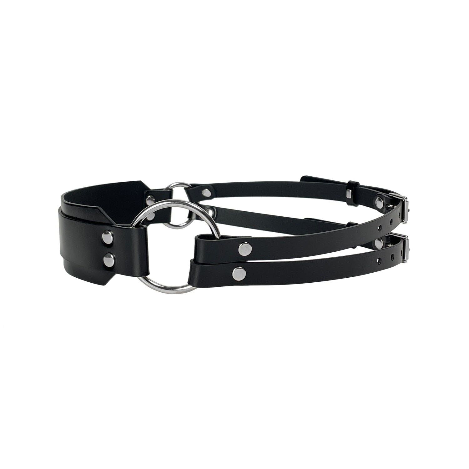 Women’s Black Waist Leather Harness Belt Small Haute Cuir