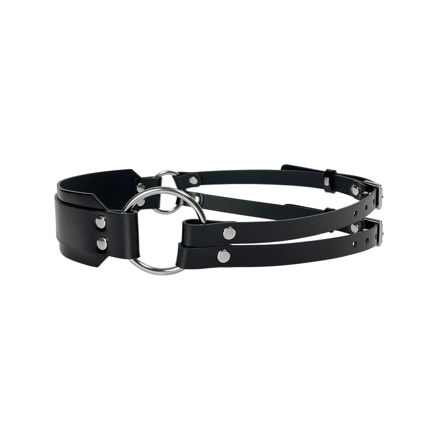 Haute Cuir Women's Black Waist Leather Harness Belt In Black