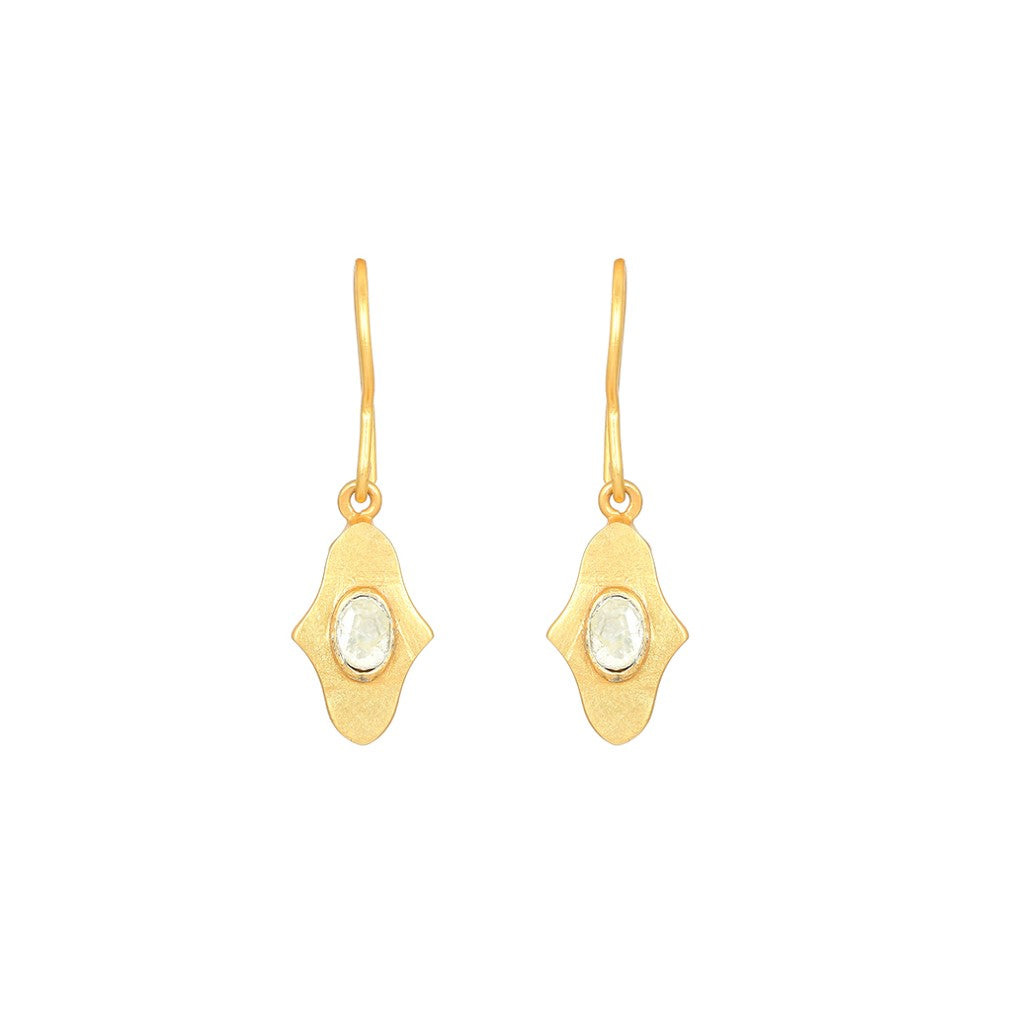 Opium Jewels Women's Gold / White Birthstone Hamsa Drops In Diamond - April