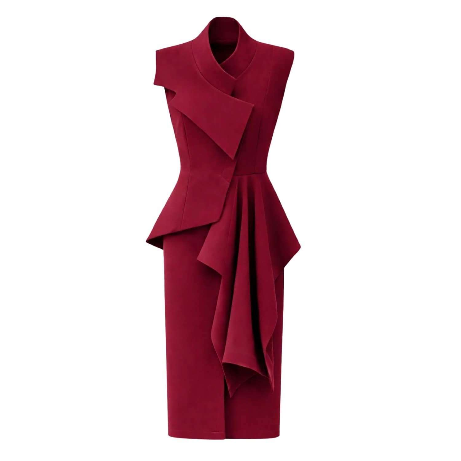 burgundy fly dresses Lainey Ruffled High Slit Long Formal Dress main image 0