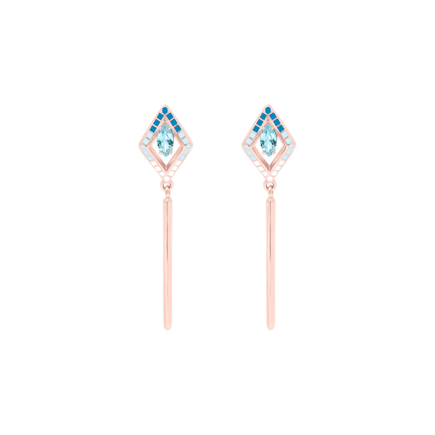 Women’s Kora Earrings - 18K Rose Gold Vermeil - Ocean Blue EdxÃº