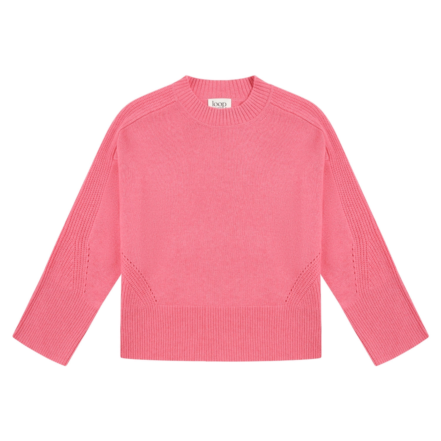 Loop Cashmere Women's Pink / Purple Ribbed Detail Lofty Crew Sweatshirt In Strawberry Pink