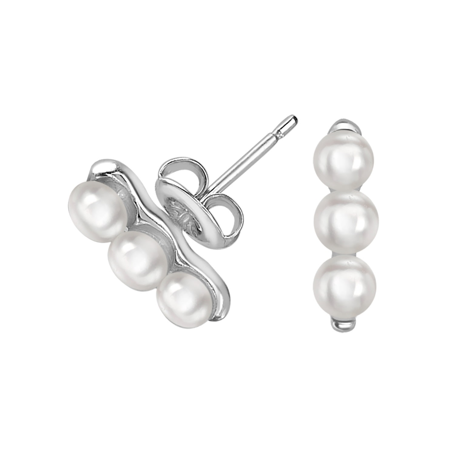 Women’s Silver Timeless Triple Pearl Bar Studs Dower & Hall