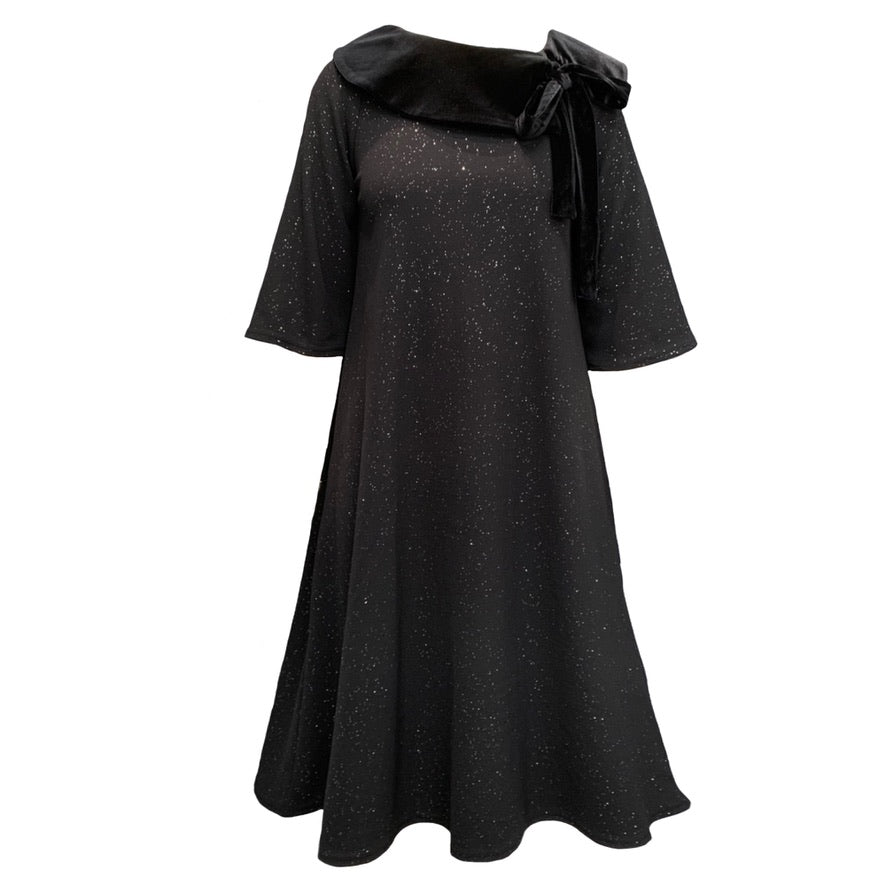 Women’s Madelaine Midi Dress In Black Sparkle Medium Frock Tales