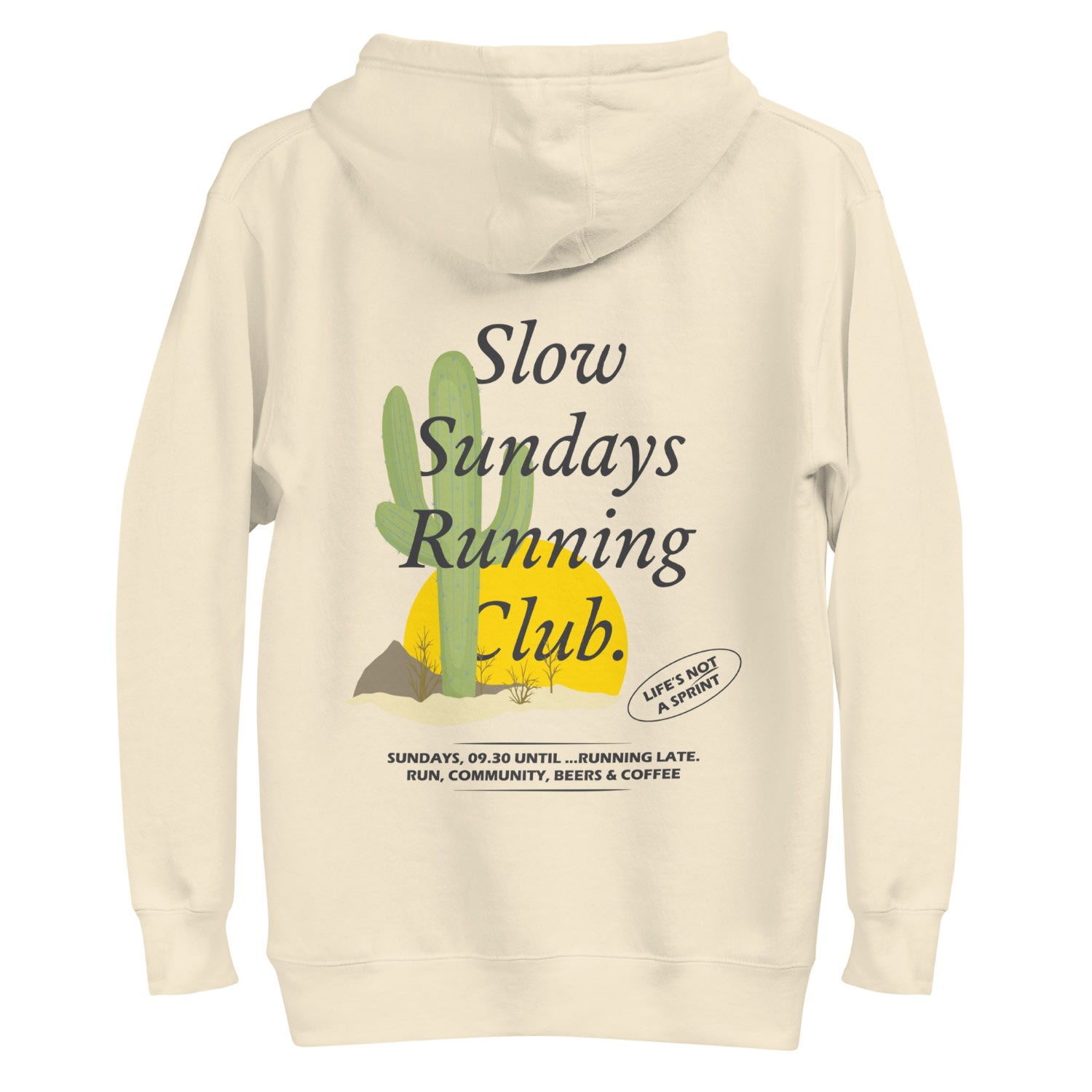 Anchor & Crew Neutrals Bone Cactus Slow Sundays Running Club Cotton Blend Hoodie - Women In White
