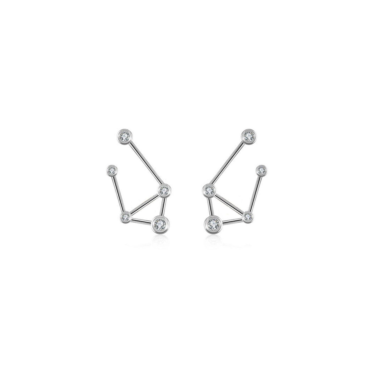 Women’s Libra Zodiac Constellation Earring 18K White Gold & Diamond Genevieve Collection