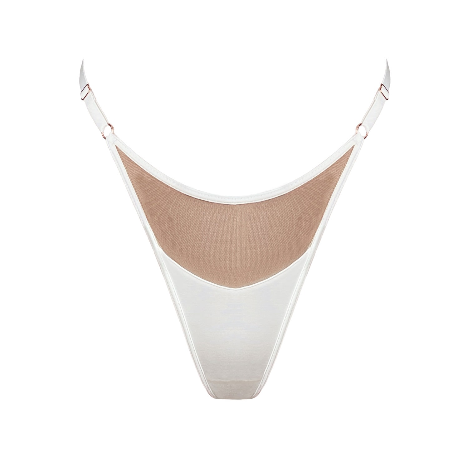 Monique Morin Lingerie Women's White Core Adjustable Thong Crystal In White
