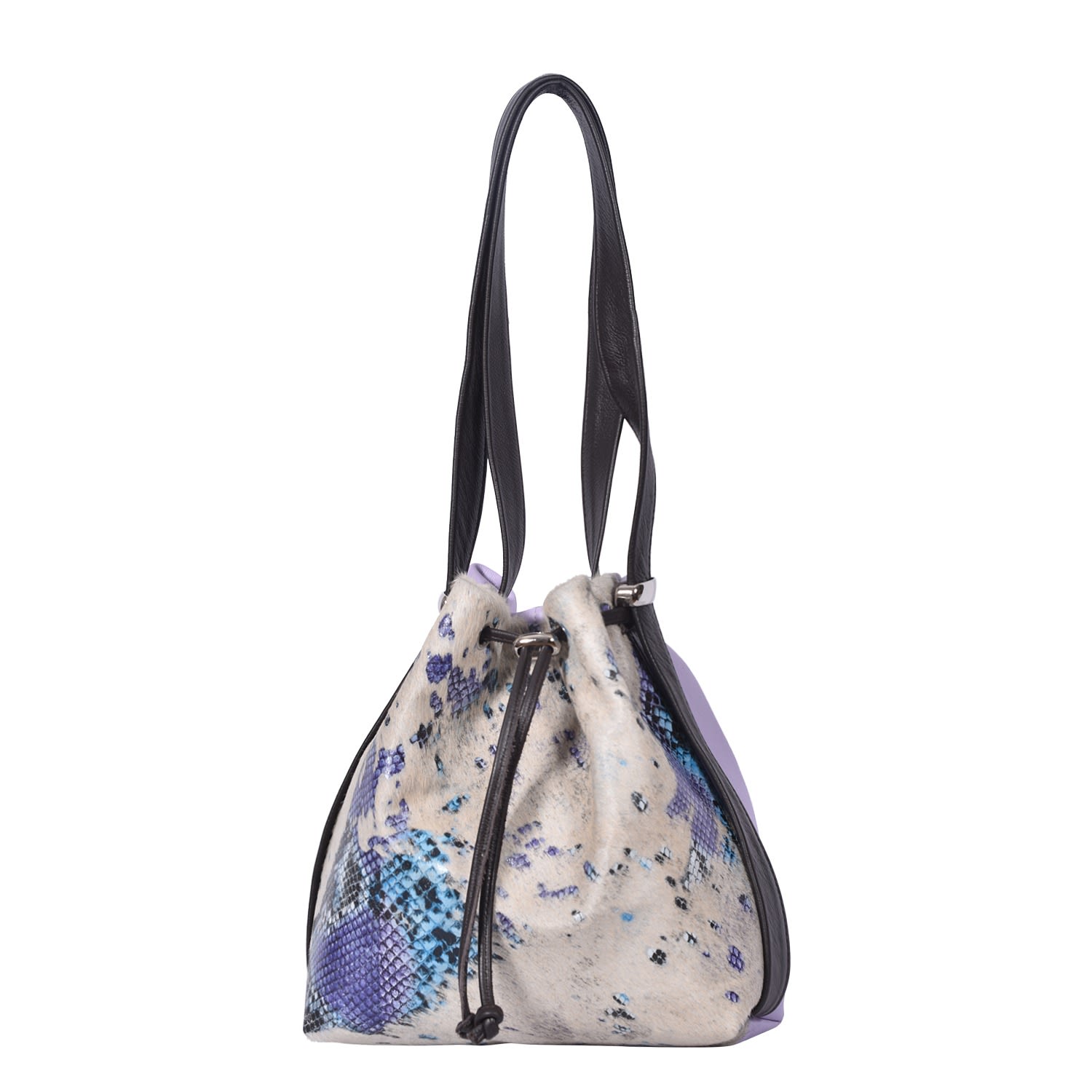 Women’s Blue / Grey / Pink Cowhide Backpack Mathilde Mini - Summer Reptile/Lilac Owen Barry