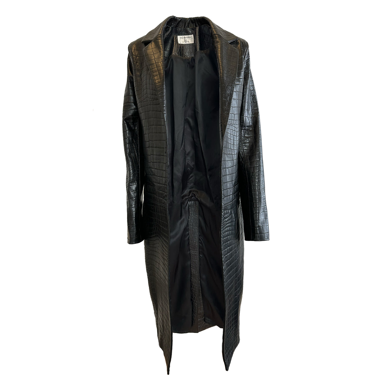 Galleriadele Women's The Black Croc Leather Trench Coat In Black