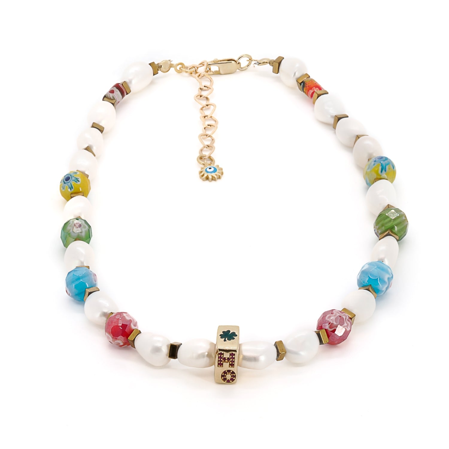 Women’s Silver / Blue / White Pearl Summer Choker Necklace Ebru Jewelry