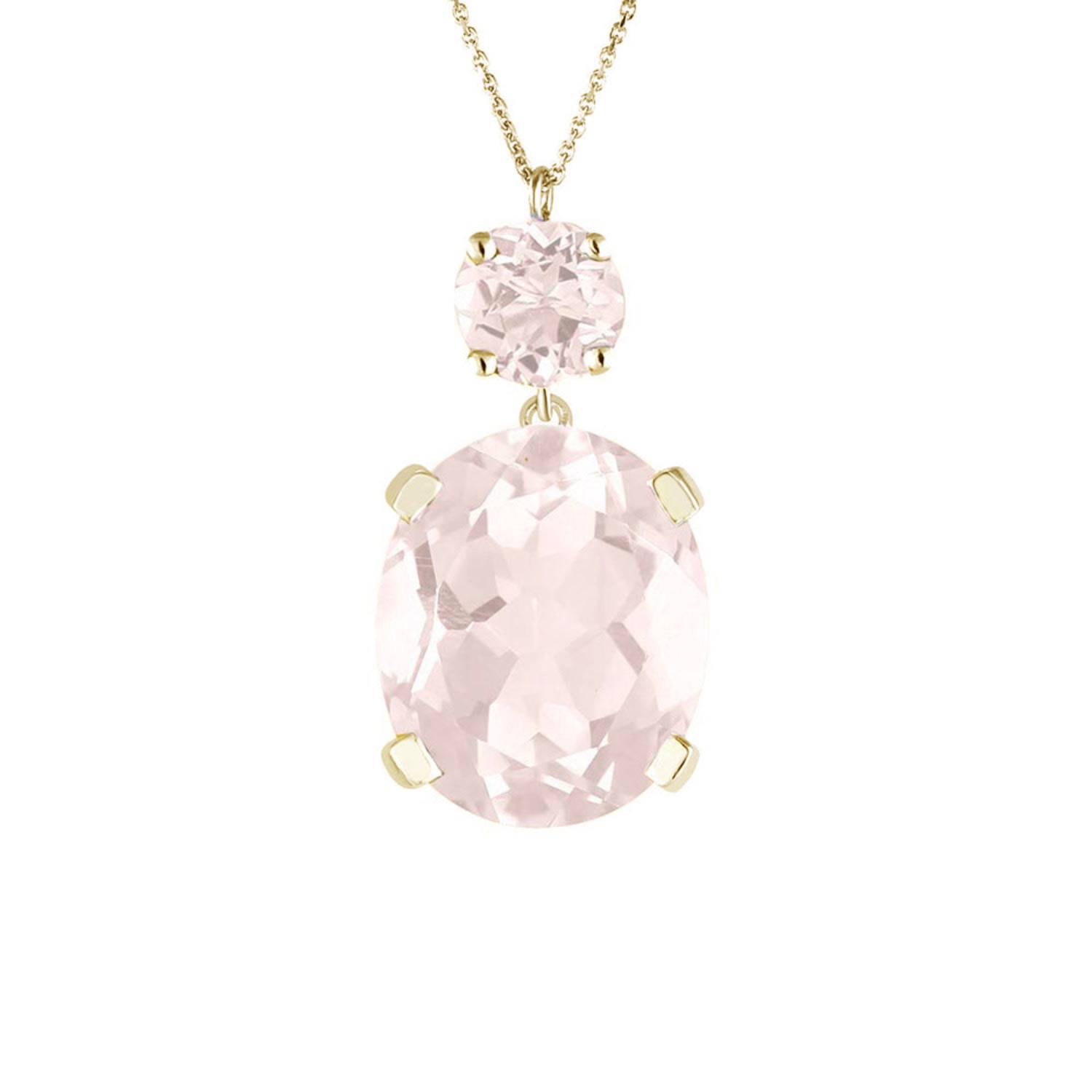 Augustine Jewels Women's Pink / Gold Yellow Gold Rose Quartz Drop Necklace In Multi