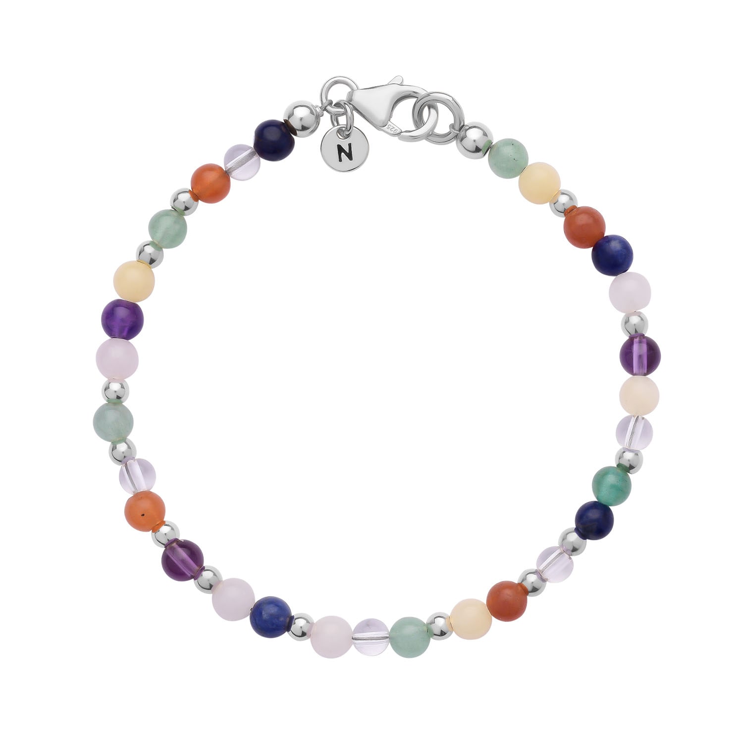 Nellou Jewellery Women's Jewel Bead Chakra Bracelet Sterling Silver In Silver