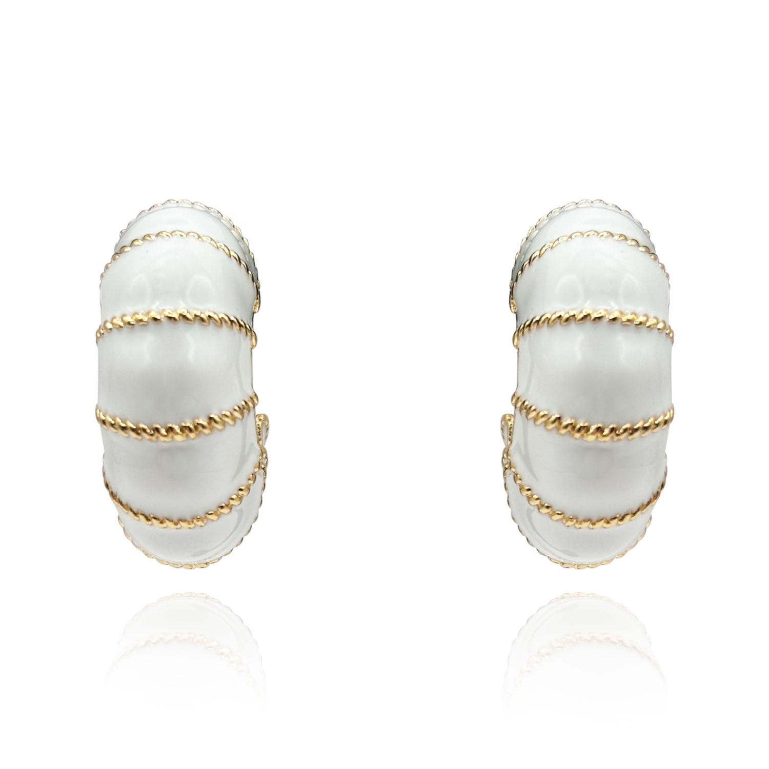 Women’s Gold-Plated White Enamel Clip-On Earrings Michael Nash Jewelry