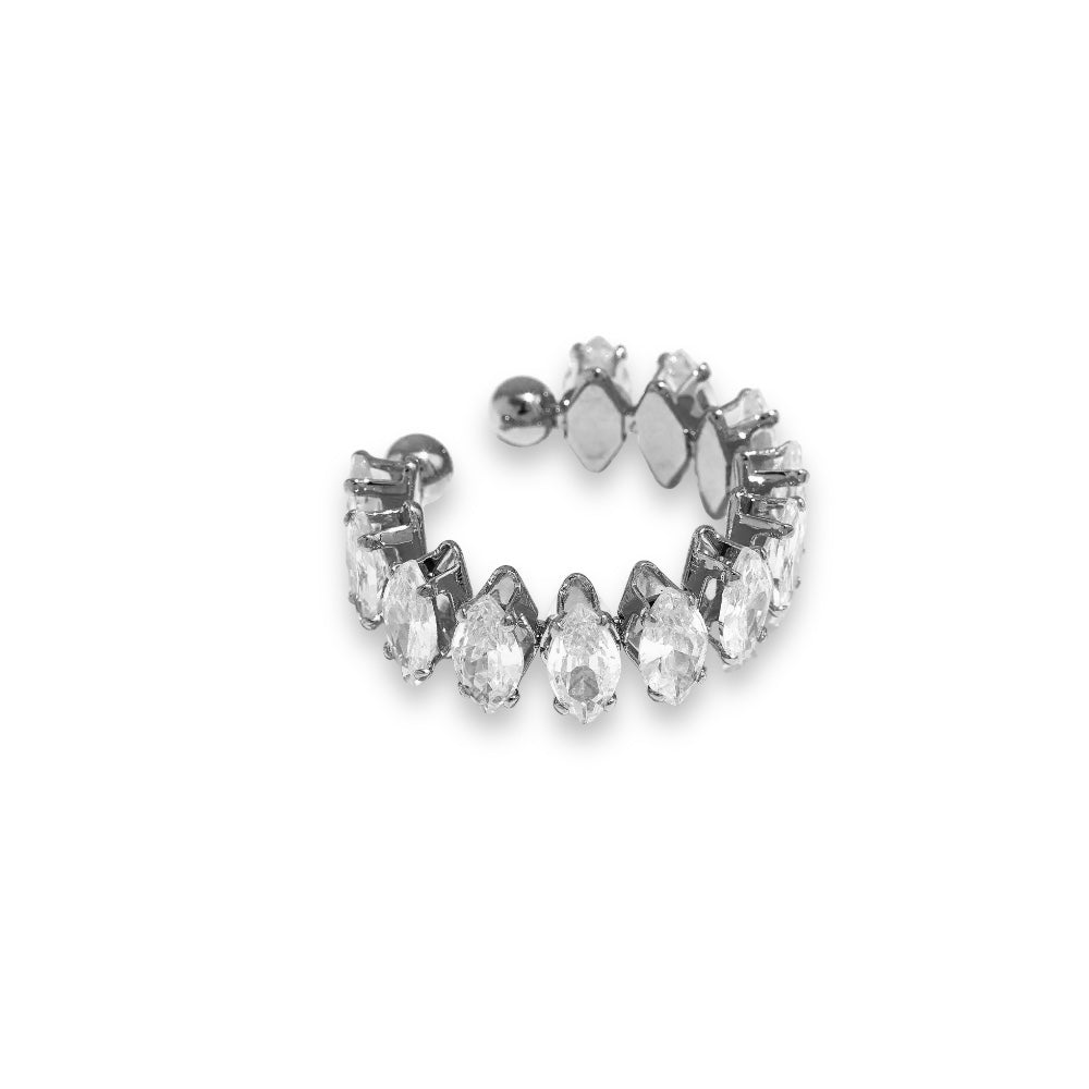 Women’s Silver Diamond Eyes Adjustable Ring Jagged Halo Jewelry