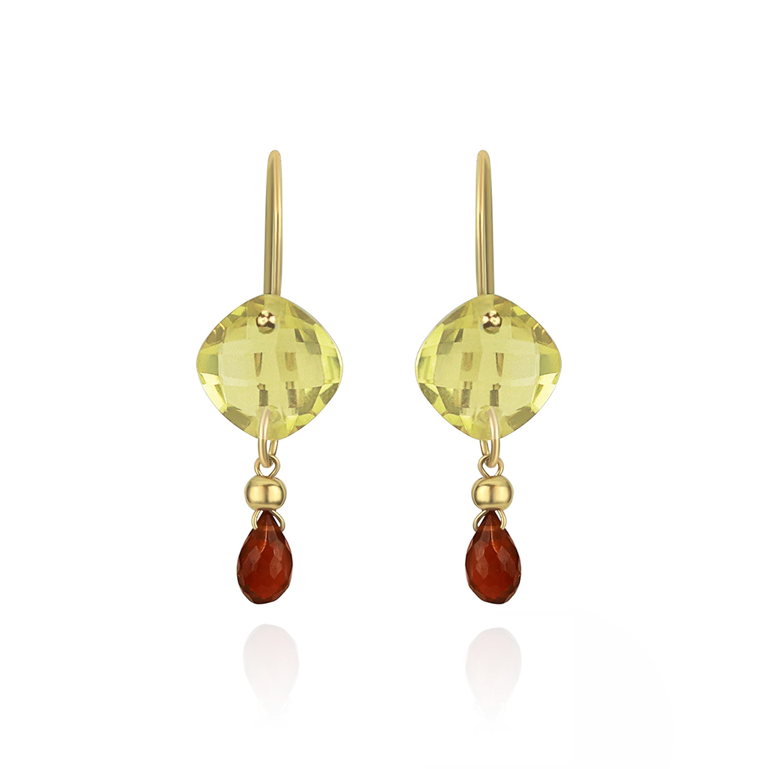 Mounir London Women's Red / Yellow / Orange Lemon Quartz Drop Statement Earrings