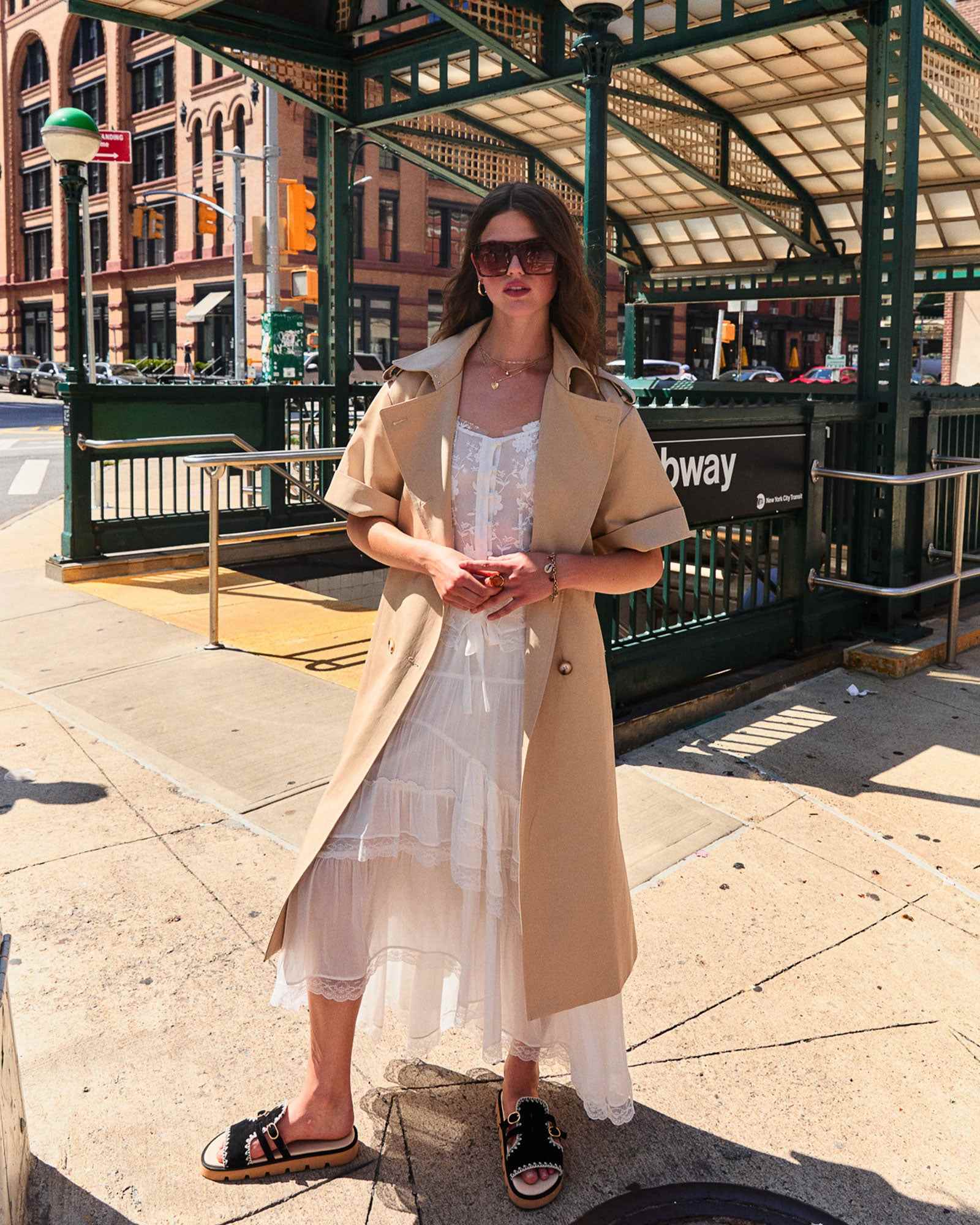 short trench coat dress Dust & Daring Short Sleeve Trench Style Dress - Camel | Belle & Bloom