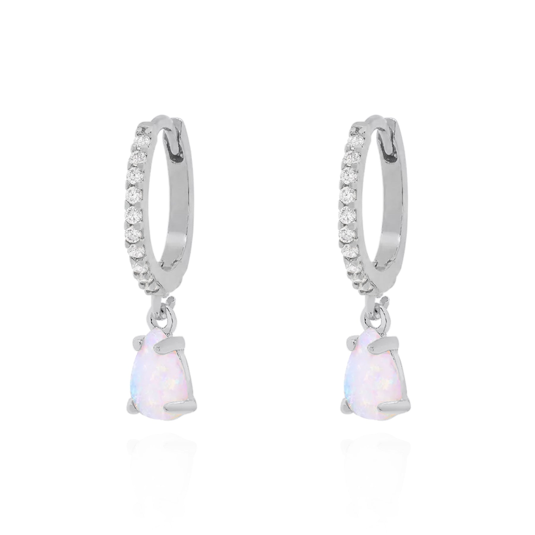 Luna Charles Women's Eva Opal Charm Drop Huggies In Silver