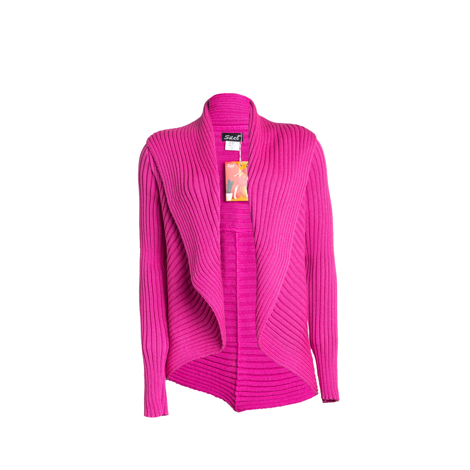 Süel Knitwear Women's Pink / Purple Ribbed Round Knit Cardigan Pinky In Pink/purple