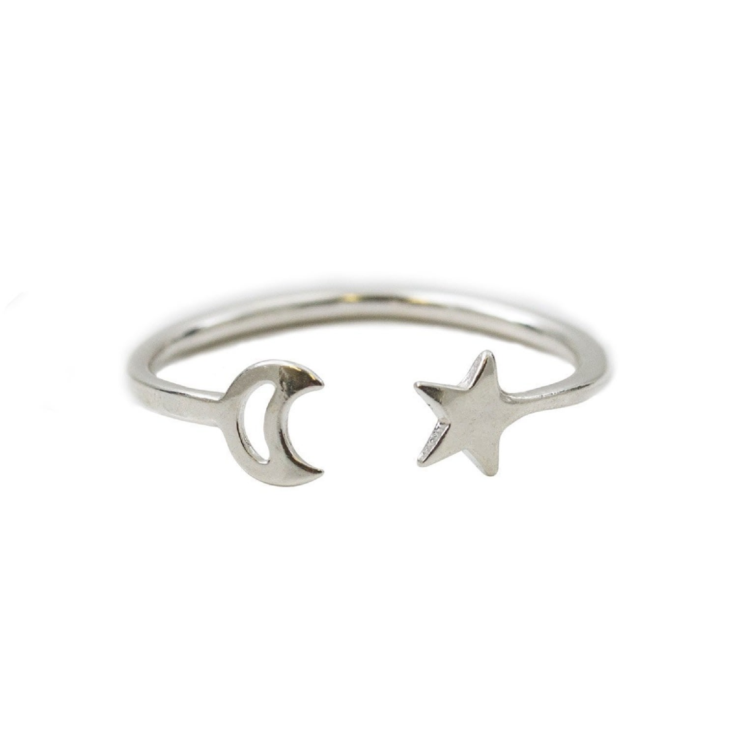 Posh Totty Designs Women's Sterling Silver Moon & Star Open Ring In Metallic