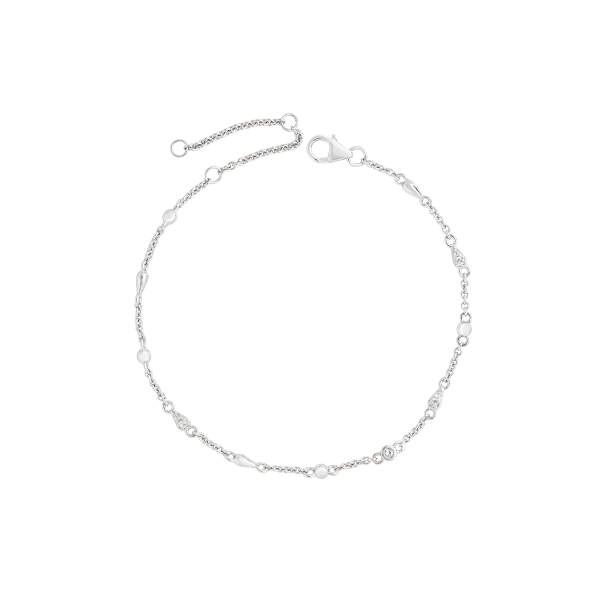 Lucy Quartermaine Women's Silver Skinny Drip Anklet With White Topaz In Metallic