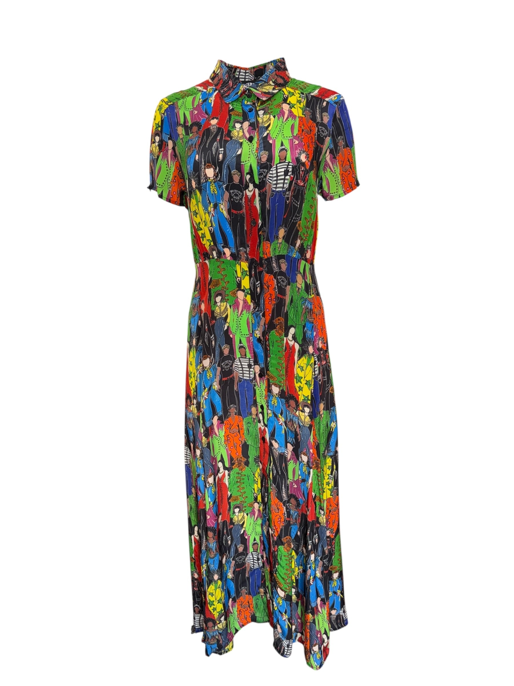 Any Old Iron Women's Green / Black Multicolor Heroes Collared Dress In Multi