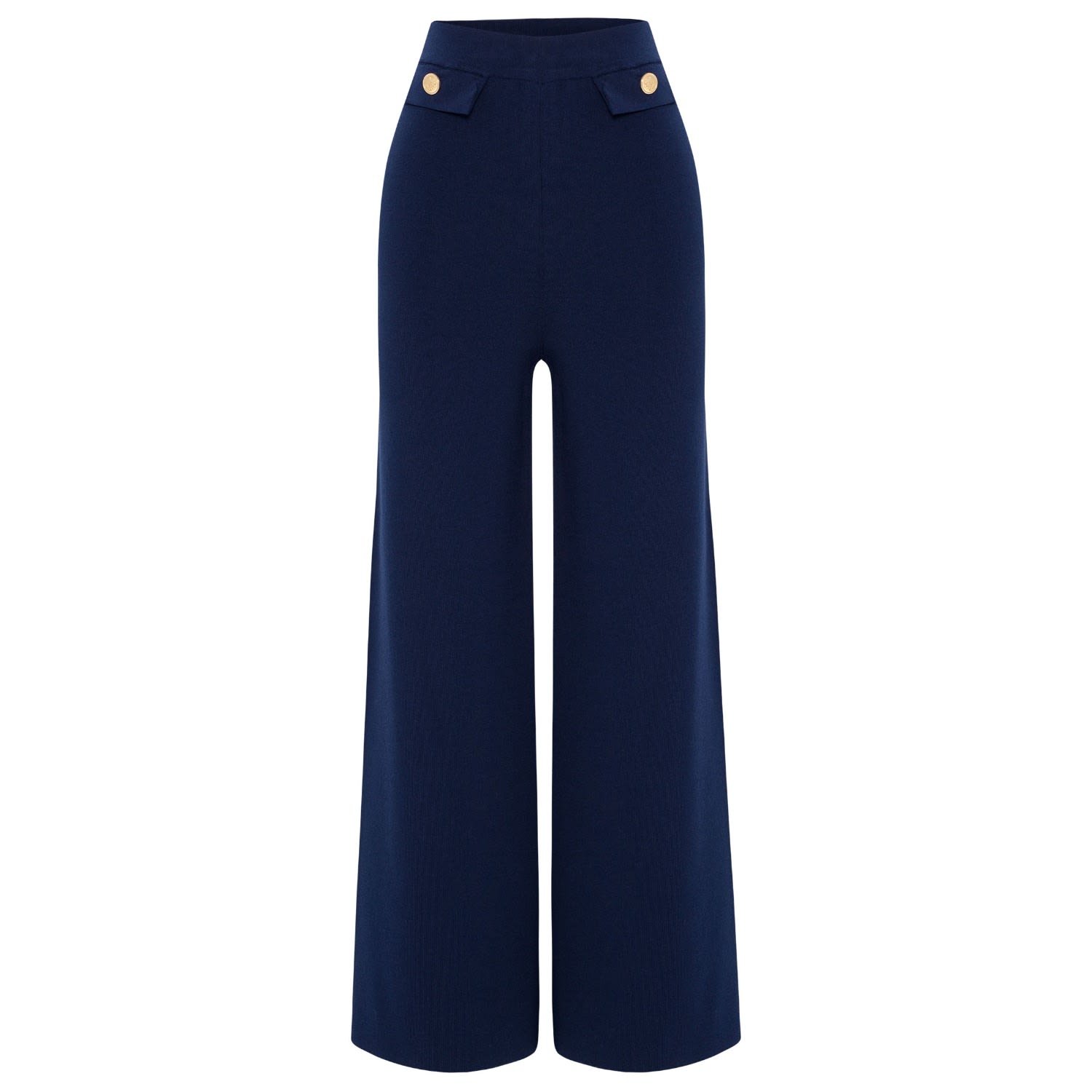 Women’s Blue Marlene Trouser Button Detailed Knit Pants In Navy Extra Large Peraluna