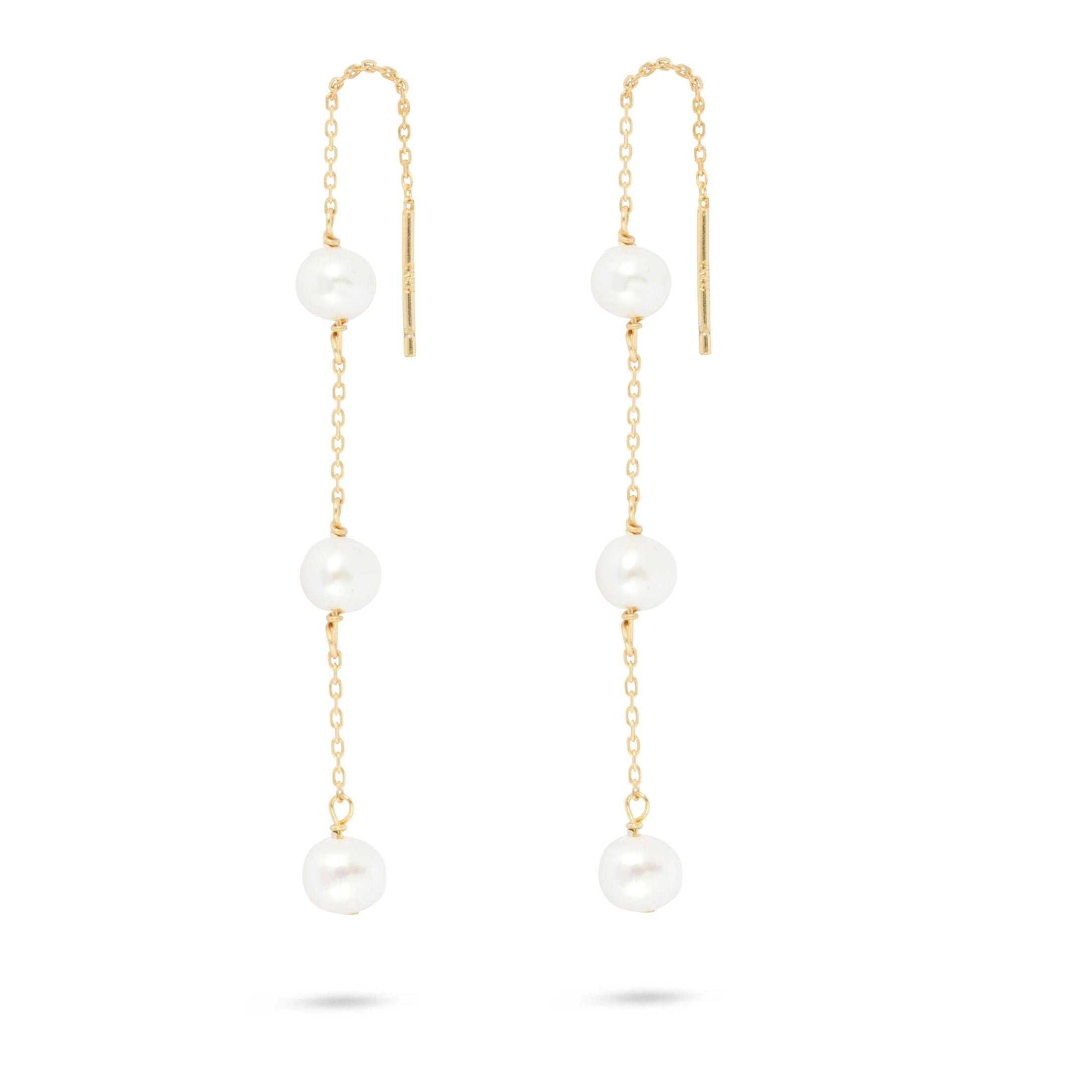 Gold Trip Women's White / Silver / Le Pearl Threader Earrings In Gold