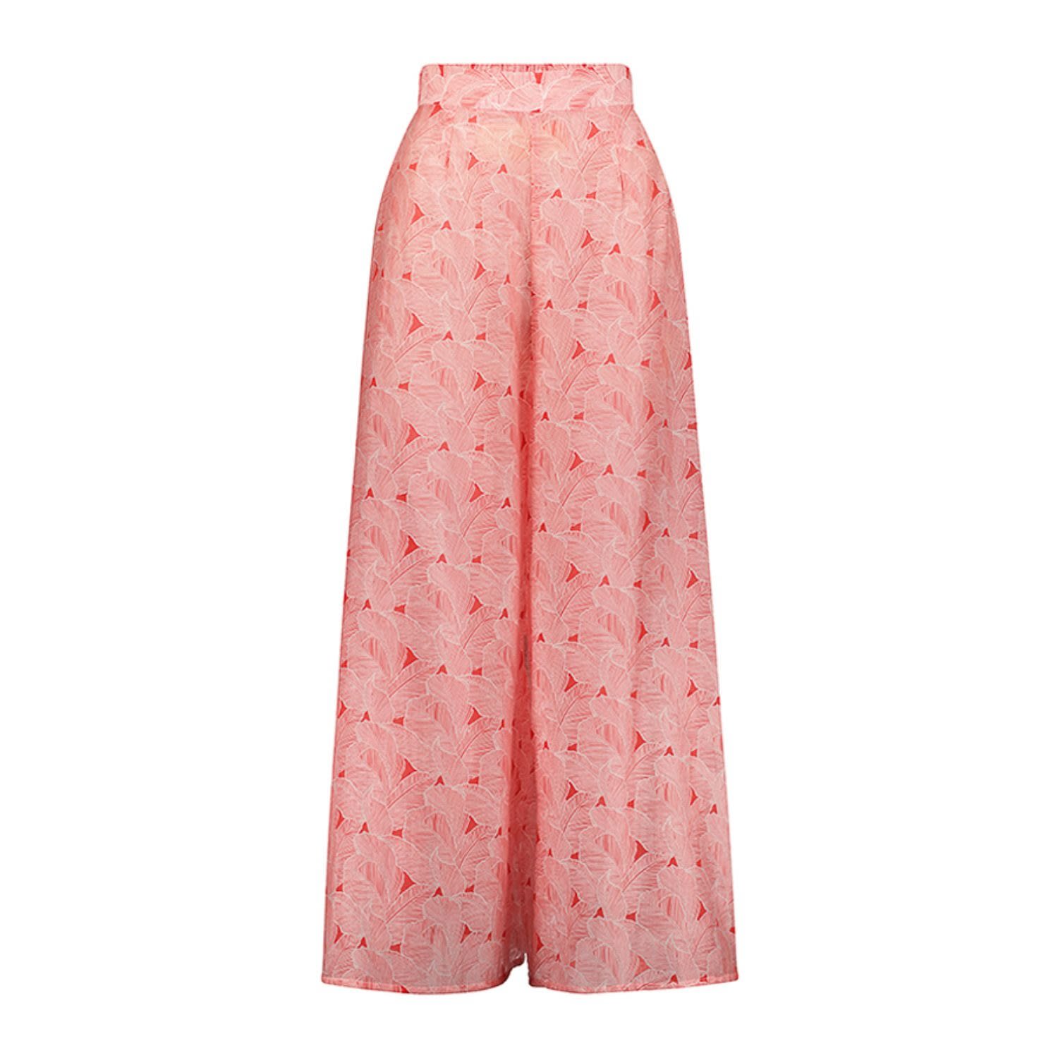 Azzalia Women's Printed Voile Wide Legged Pants In Red In Red