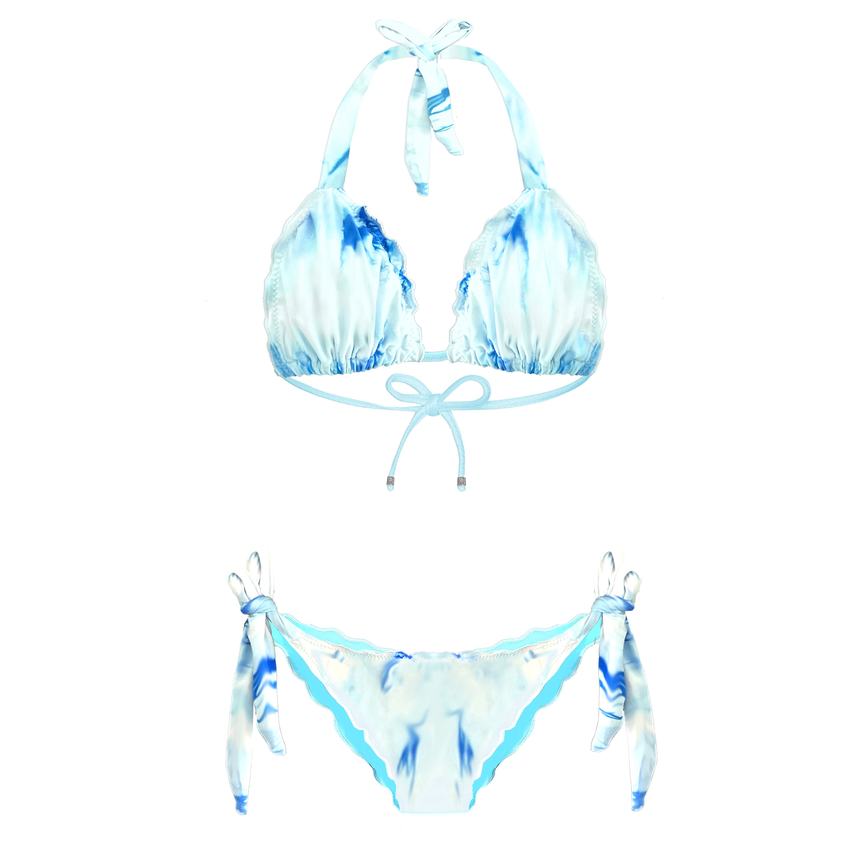 Deessa Ibiza Women's Blue / White Ibiza Turquoise Blue Tie-dye Print Bikini Set Georgia Sara Formentera In Blue/white