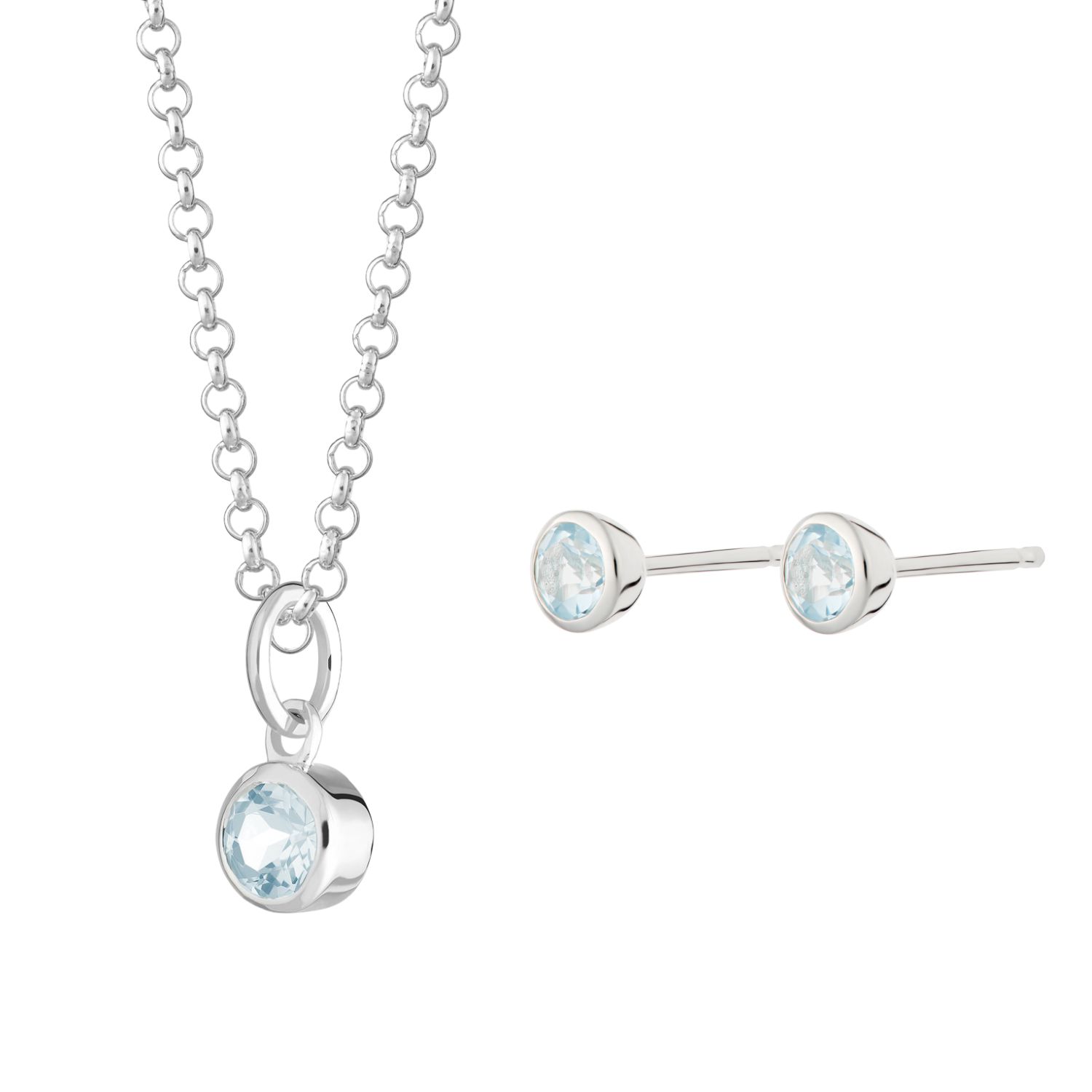 Women’s Silver / Blue March Birthstone Jewellery Set - Aquamarine Lily Charmed