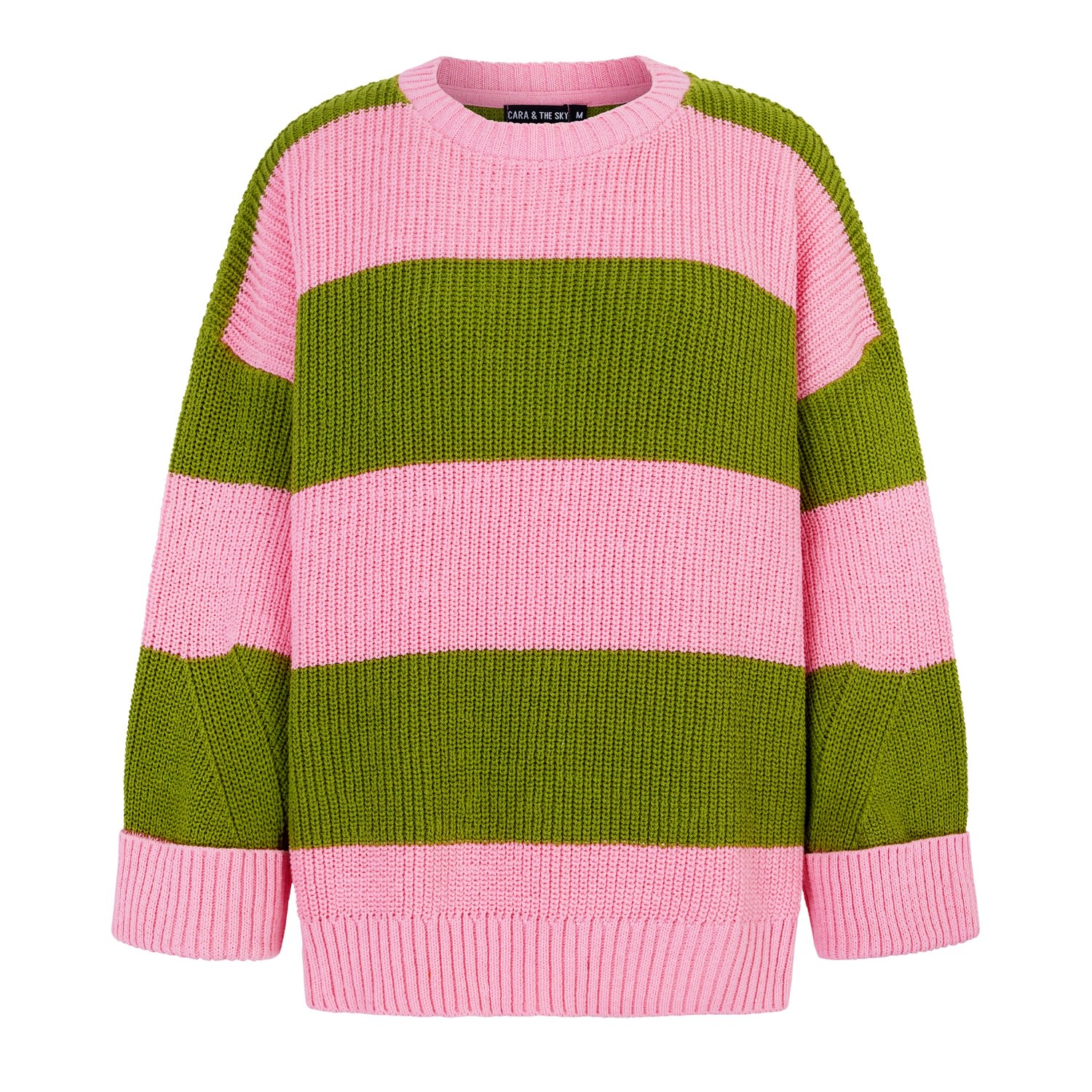 Women’s Pink / Purple / Green Rhiannon Recycled Cotton Chunky Stripe Jumper - Pink And Green Large Cara & the Sky