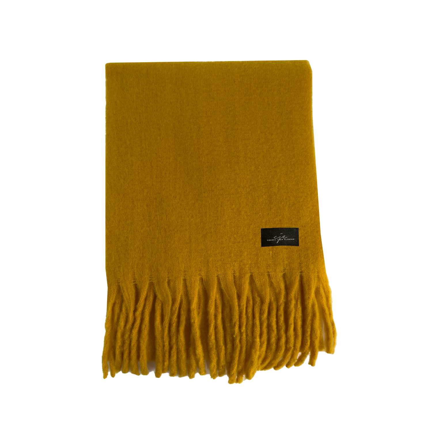 Winter Scarf Mustard Yellow Blanket Scarf Large Fringed Cashmere