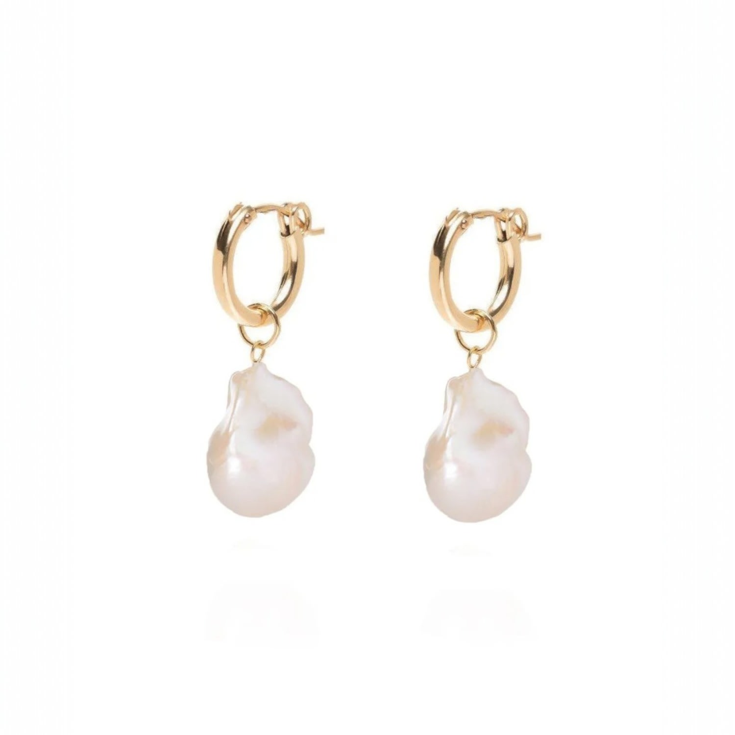 Ella Palm Women's Gold / White Gaia Baroque Pearl Gold Hoops