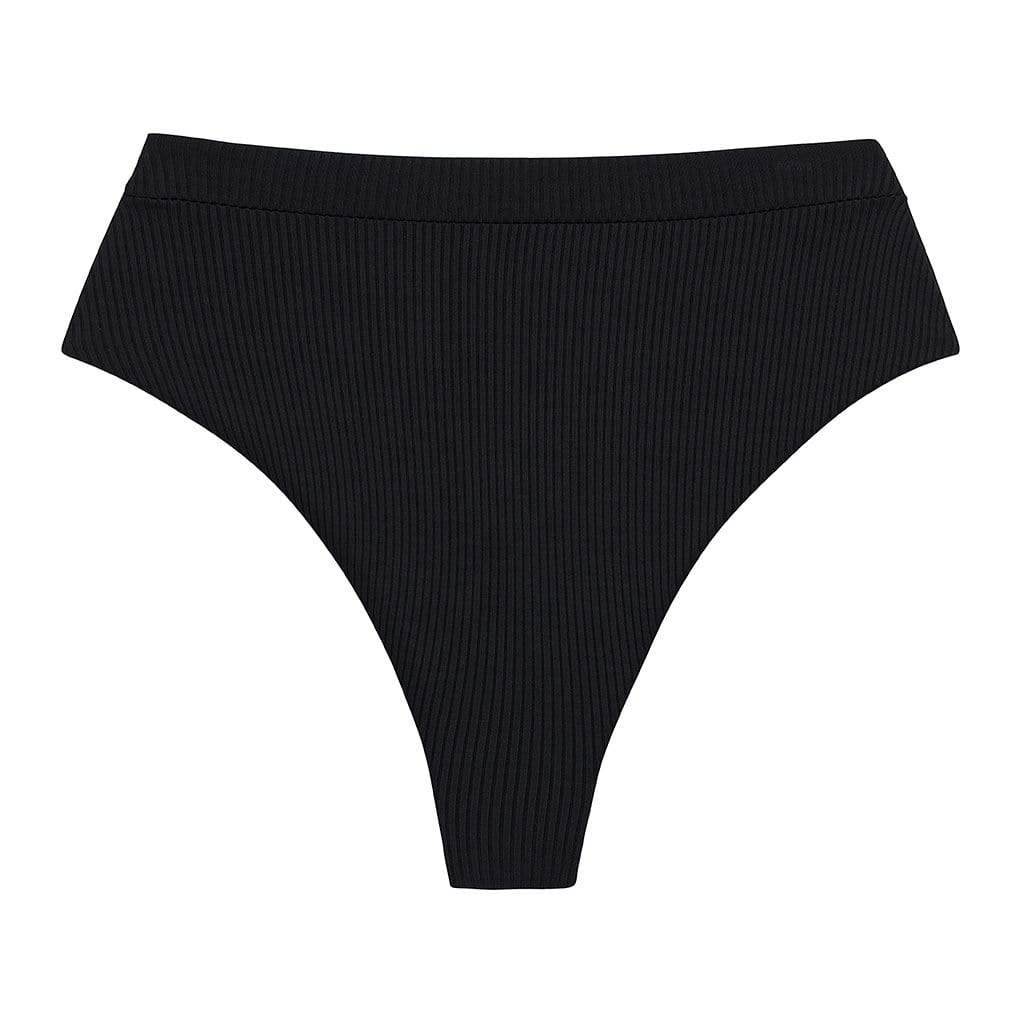 Montce Swim Women's Black Rib Added Coverage Paulina Bikini Bottom