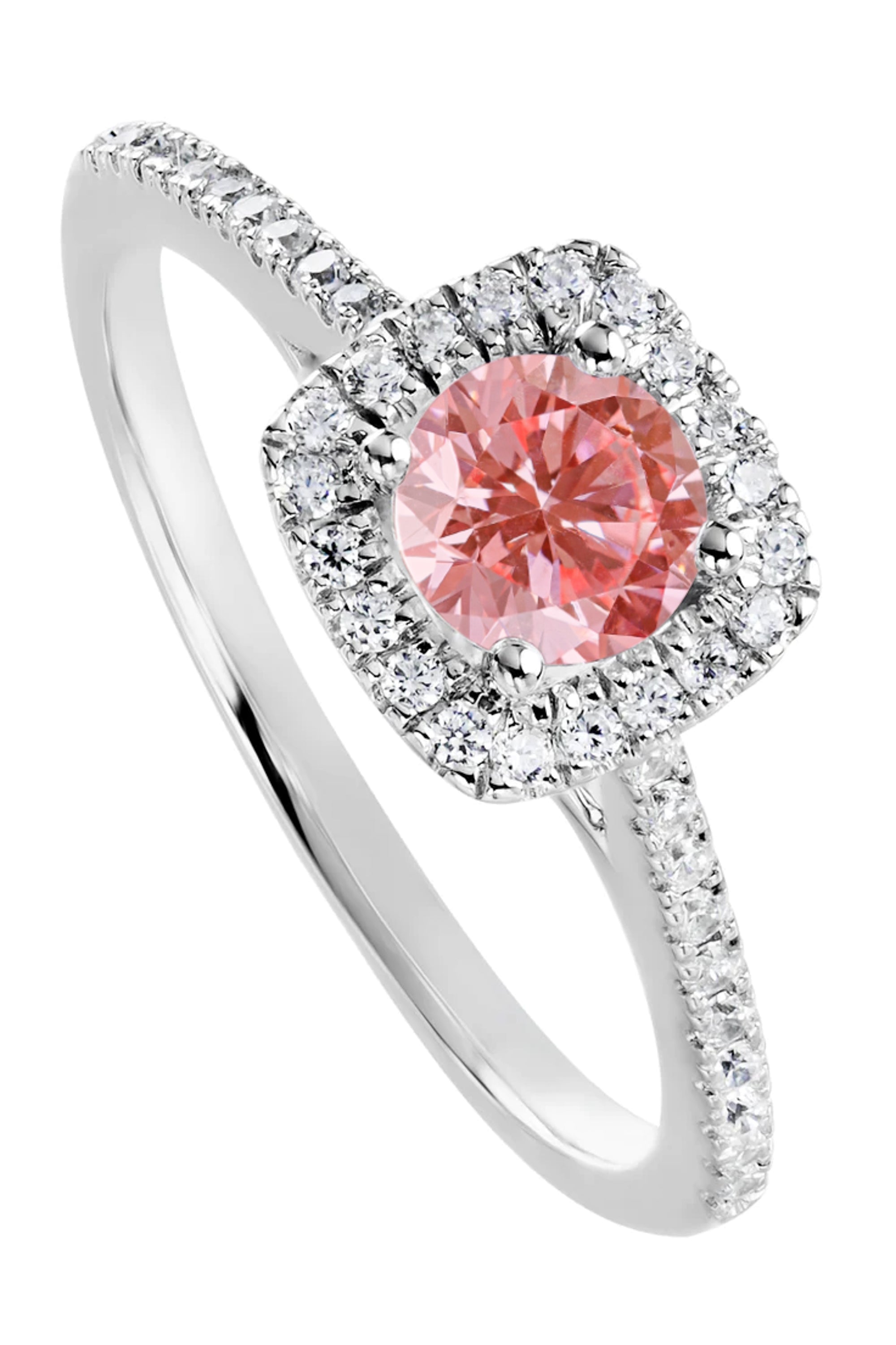 Women’s Silver Cynthia White Gold Pink Lab Grown Diamond Ring Created Brilliance